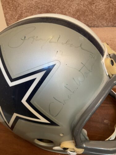 Dallas Cowboys Autographed Riddell Football Helmet Landry Staubach Dorsett White Sports Mem, Cards & Fan Shop:Autographs-Original:Football-NFL:Helmets WESTBROOKSPORTSCARDS   