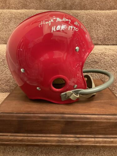 Hugh “The King” McElhenny Autographed 1955 Style RT Suspension Football Helmet Sports Mem, Cards & Fan Shop:Game Used Memorabilia:Football-NFL:Helmet WESTBROOKSPORTSCARDS   