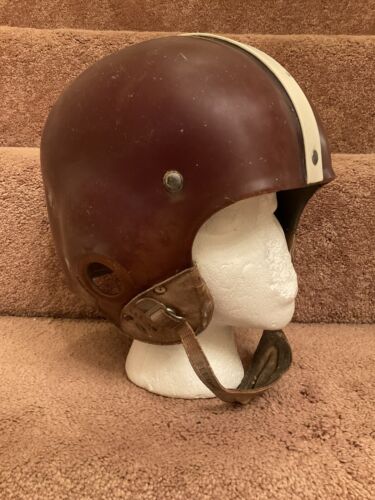 Riddell 1950s RT2 Football Helmet Maroon Under Clear Shell Vintage Chin Strap Sports Mem, Cards & Fan Shop:Fan Apparel & Souvenirs:Football-NFL Riddell   