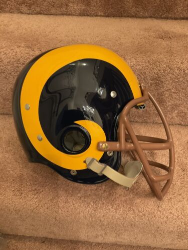 Los Angeles Rams Throwback RK4 Football Helmet 1950s Painted Horns Cowcatcher Sports Mem, Cards & Fan Shop:Fan Apparel & Souvenirs:Football-NFL WESTBROOKSPORTSCARDS   