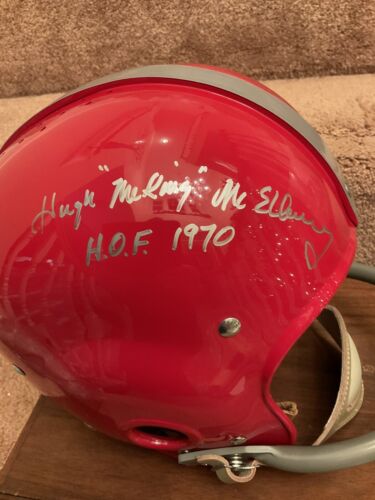 Hugh “The King” McElhenny Autographed 1955 Style RT Suspension Football Helmet Sports Mem, Cards & Fan Shop:Game Used Memorabilia:Football-NFL:Helmet WESTBROOKSPORTSCARDS