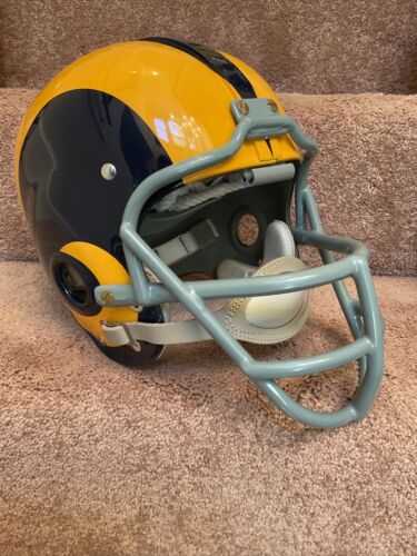 Los Angeles Rams Throwback RK4 Football Helmet Painted Horns 1950s Cowcatcher Sports Mem, Cards & Fan Shop:Fan Apparel & Souvenirs:Football-NFL WESTBROOKSPORTSCARDS   