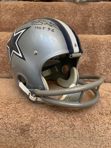 Riddell Kra-Lite Football Helmet-1967 Dallas Cowboys Autographed Mel Renfro COA Sports Mem, Cards & Fan Shop:Autographs-Original:Football-NFL:Helmets WESTBROOKSPORTSCARDS