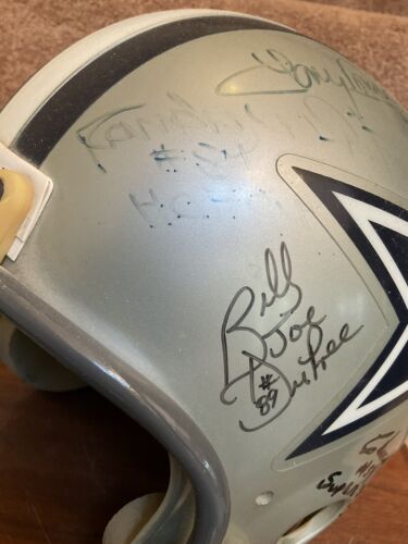 Dallas Cowboys Autographed Riddell Football Helmet Landry Staubach Dorsett White Sports Mem, Cards & Fan Shop:Autographs-Original:Football-NFL:Helmets WESTBROOKSPORTSCARDS