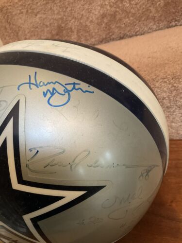 Dallas Cowboys Autographed Riddell Football Helmet Landry Staubach Dorsett White Sports Mem, Cards & Fan Shop:Autographs-Original:Football-NFL:Helmets WESTBROOKSPORTSCARDS   