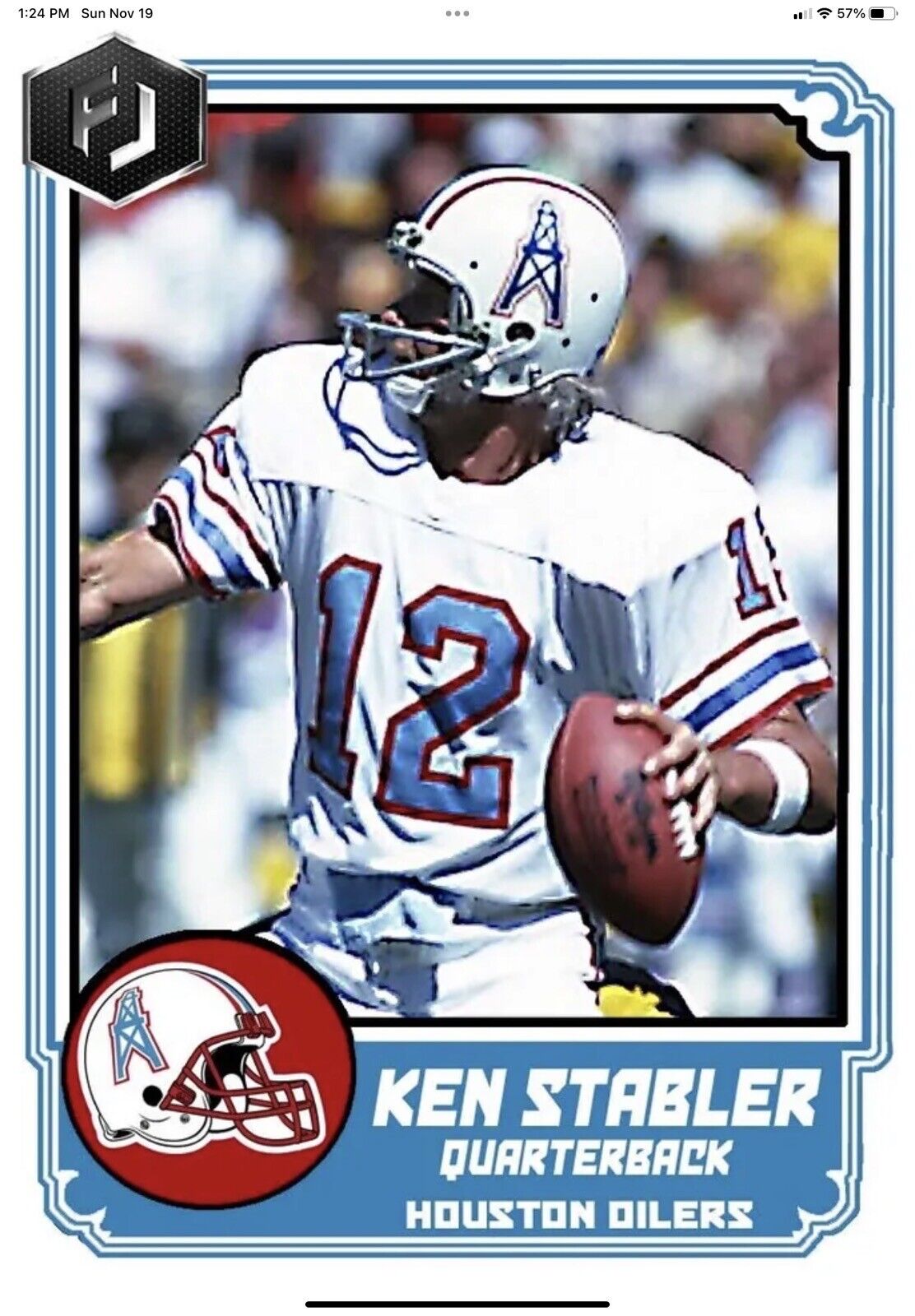 Custom TK2 Style Football Helmet- 1980 Houston Oilers Ken Stabler Sports Mem, Cards & Fan Shop:Fan Apparel & Souvenirs:Football-NFL Riddell   