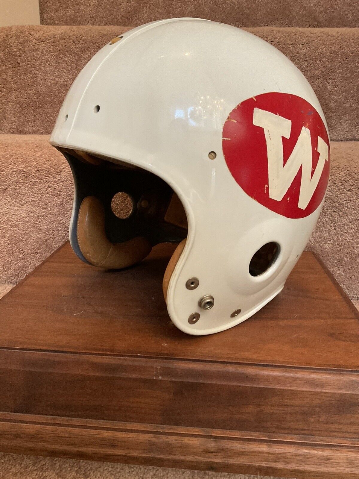 Vintage Wisconsin Badgers Game Used 1971 Riddell Micro-Fit Football Helmet Sports Mem, Cards & Fan Shop:Fan Apparel & Souvenirs:College-NCAA Riddell