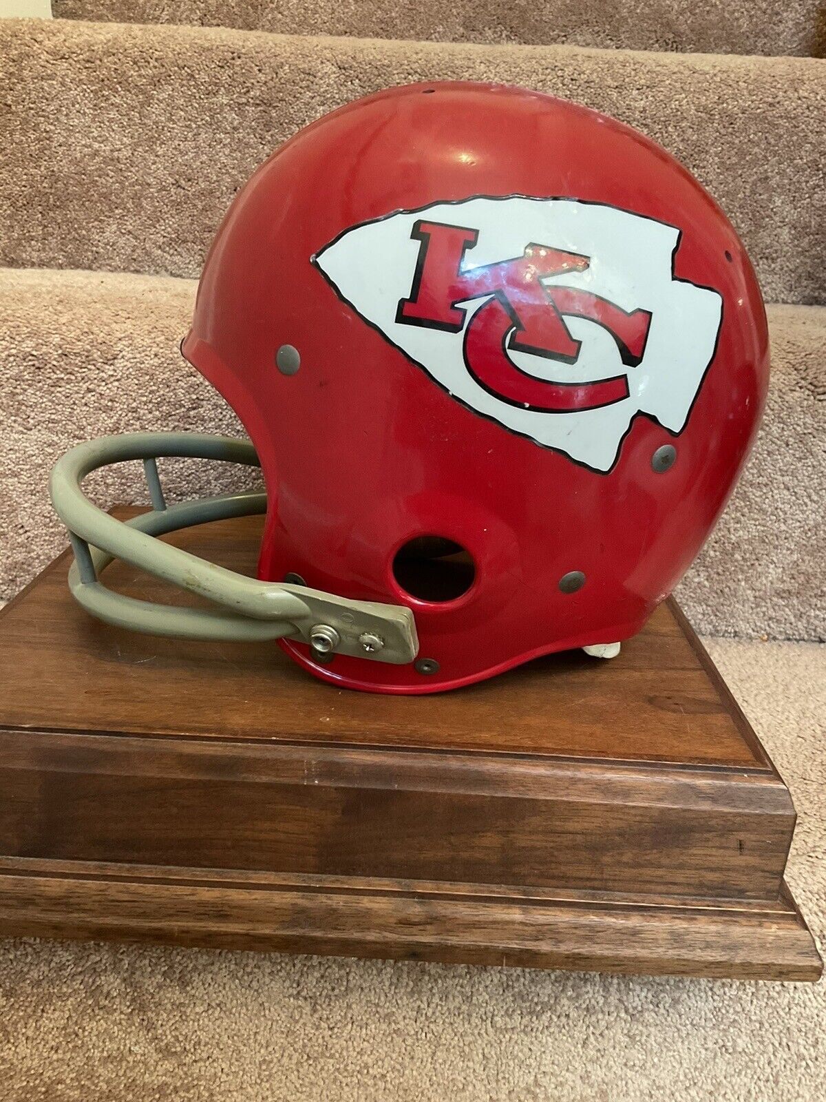 Vintage 1969 TK2 Riddell Kra-Lite Game Used Football Helmet Kansas City Chiefs Sports Mem, Cards & Fan Shop:Fan Apparel & Souvenirs:Football-NFL Riddell   