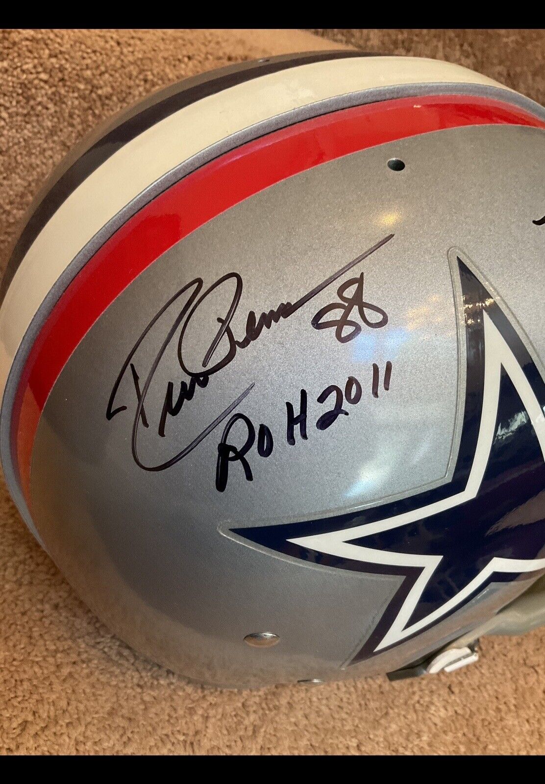 Riddell Kra-Lite Football Helmet-1976 Dallas Cowboys Autographed Renfro Pearson Sports Mem, Cards & Fan Shop:Autographs-Original:Football-NFL:Helmets WESTBROOKSPORTSCARDS   