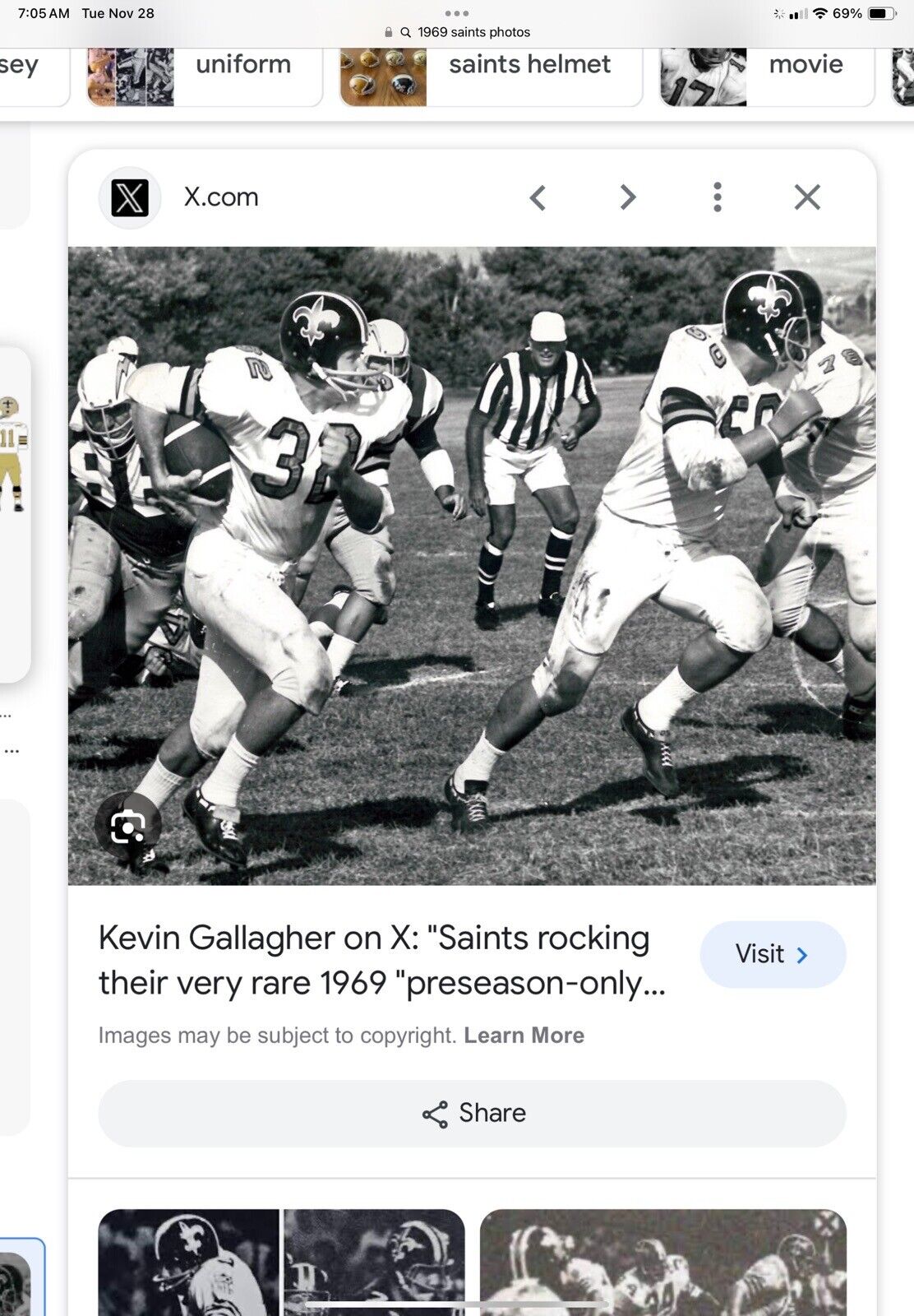 RK Vintage Style 1969 New Orleans Saints Football Helmet Doug Atkinson Sports Mem, Cards & Fan Shop:Game Used Memorabilia:Football-NFL:Helmet WESTBROOKSPORTSCARDS