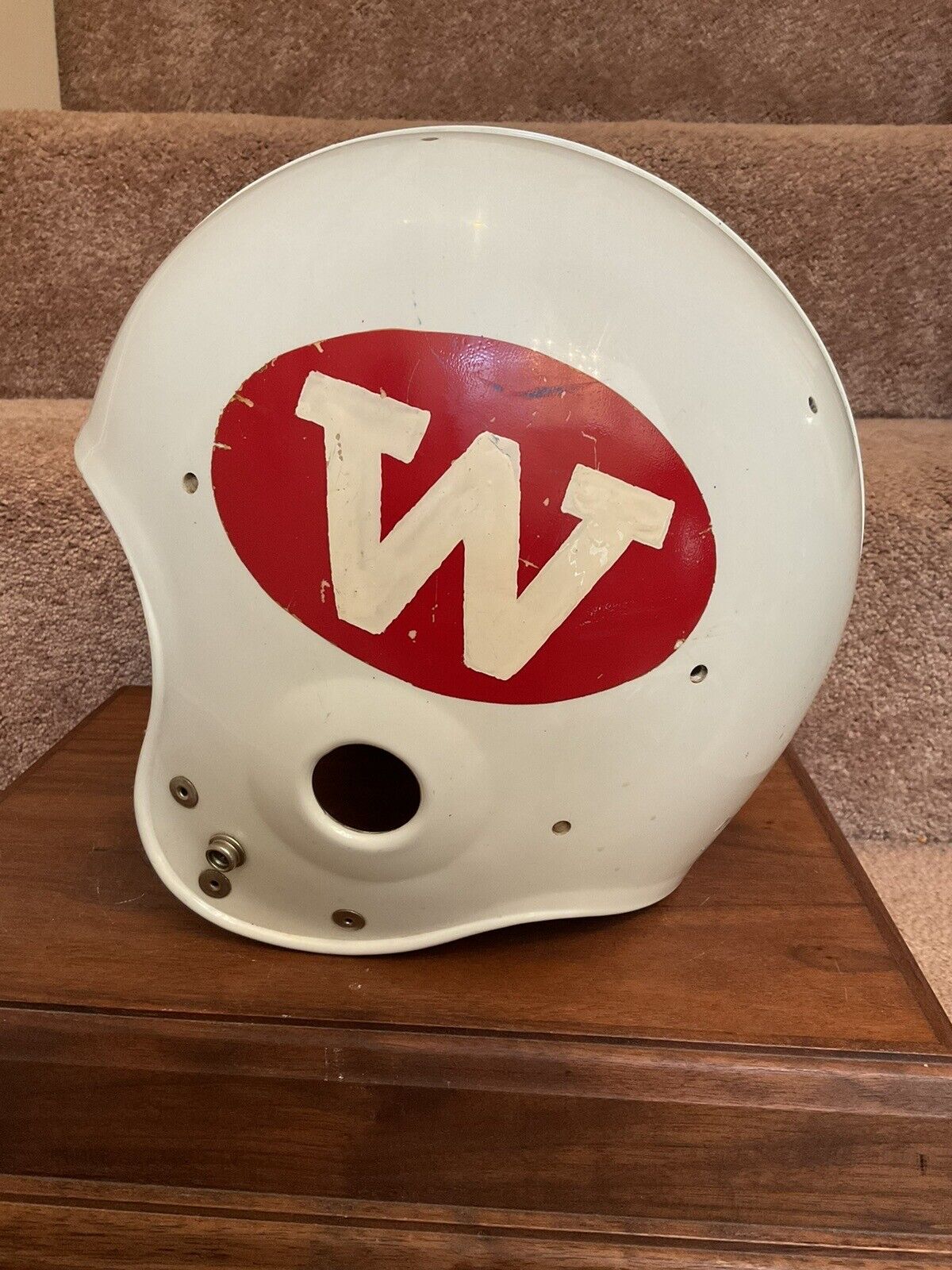 Vintage Wisconsin Badgers Game Used 1971 Riddell Micro-Fit Football Helmet Sports Mem, Cards & Fan Shop:Fan Apparel & Souvenirs:College-NCAA Riddell