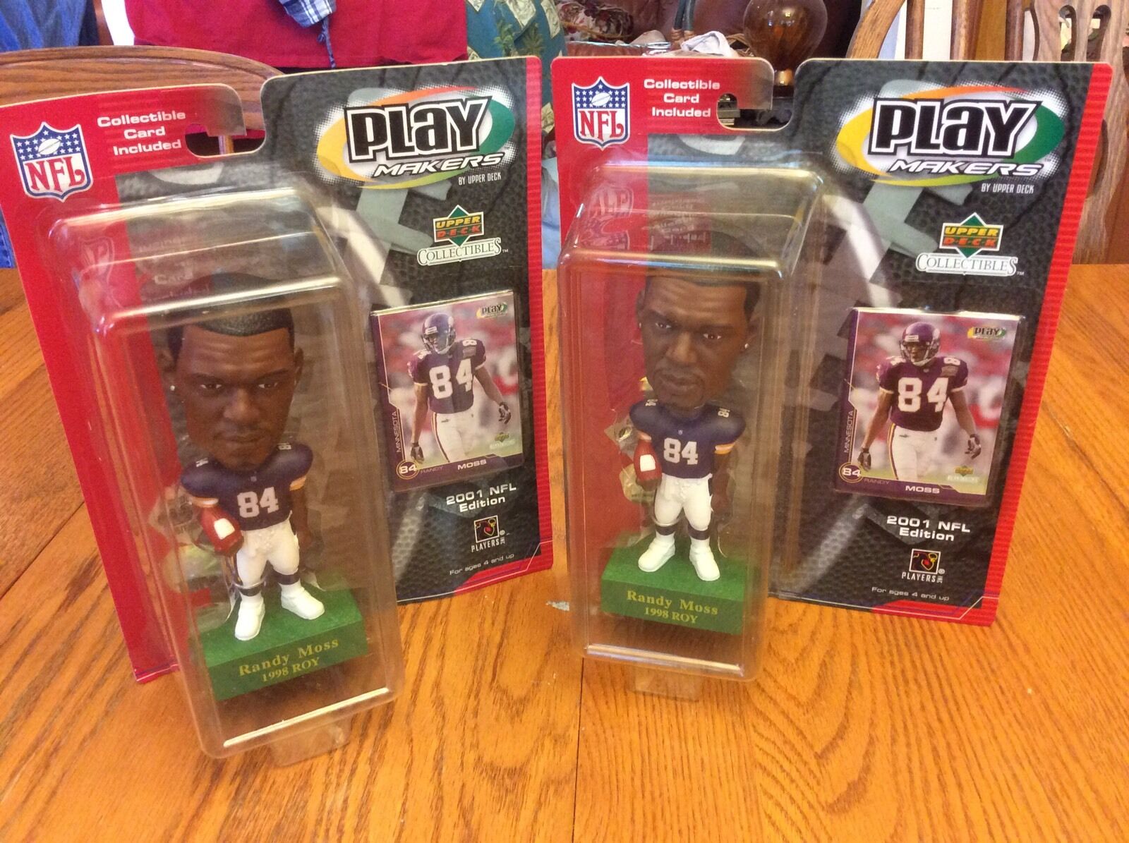 2 Randy Moss ROY 2001 Playmaker Limited Edition Bobble Heads Minnesota Vikings Sports Mem, Cards & Fan Shop:Fan Apparel & Souvenirs:Football-NFL WESTBROOKSPORTSCARDS