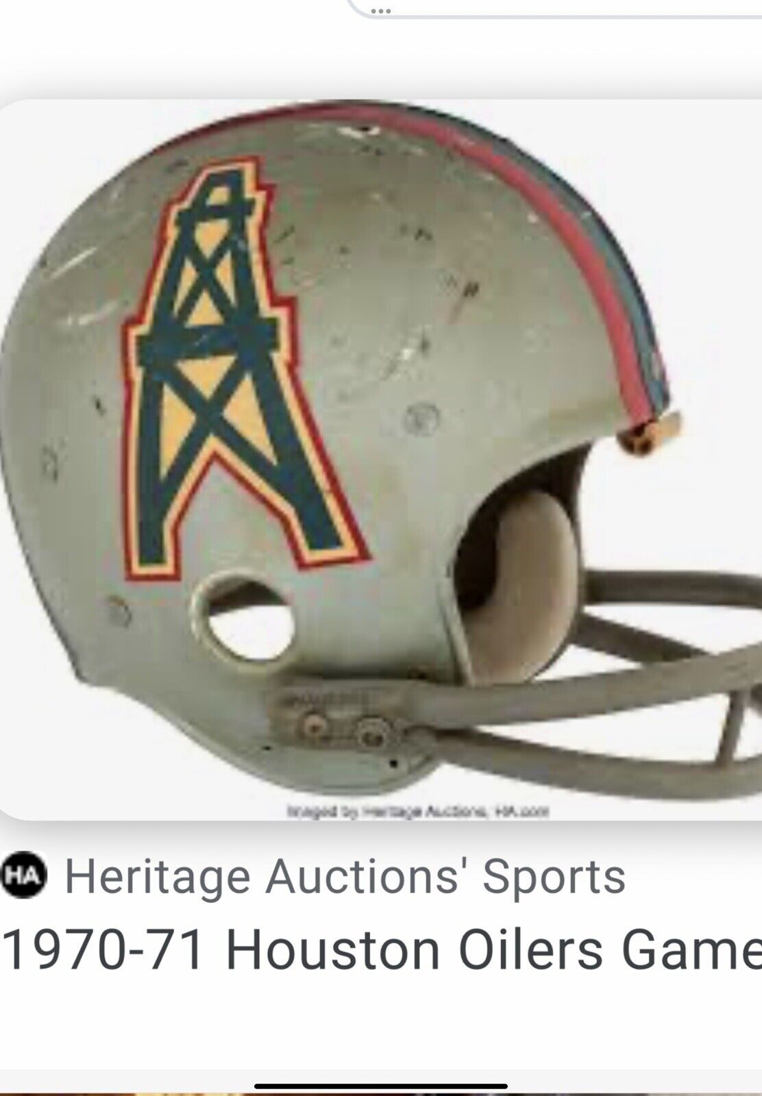 Original Vintage Wilson Football Helmet Custom 1969 - 1970 Houston Oilers NJOP Sports Mem, Cards & Fan Shop:Fan Apparel & Souvenirs:Football-NFL Wilson