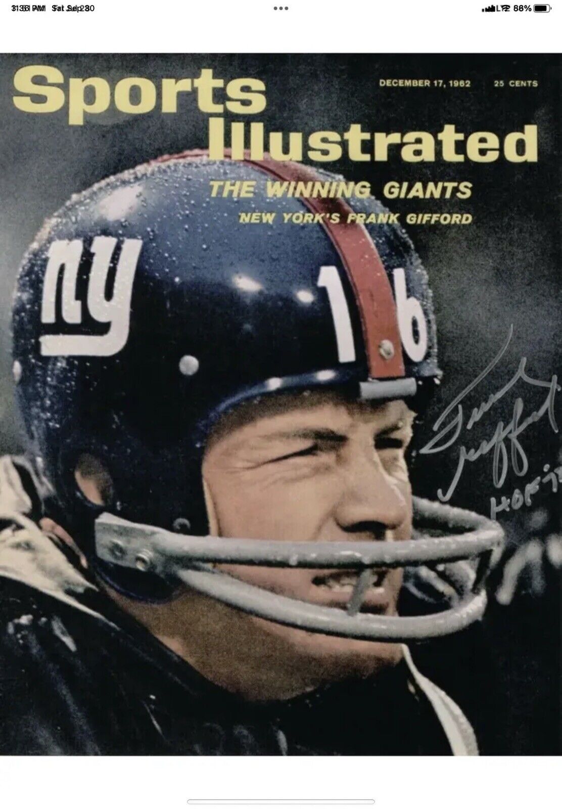 1962 New York Giants RK2 Style Custom Football Helmet Frank Gifford Sports Mem, Cards & Fan Shop:Autographs-Original:Football-NFL:Helmets WESTBROOKSPORTSCARDS