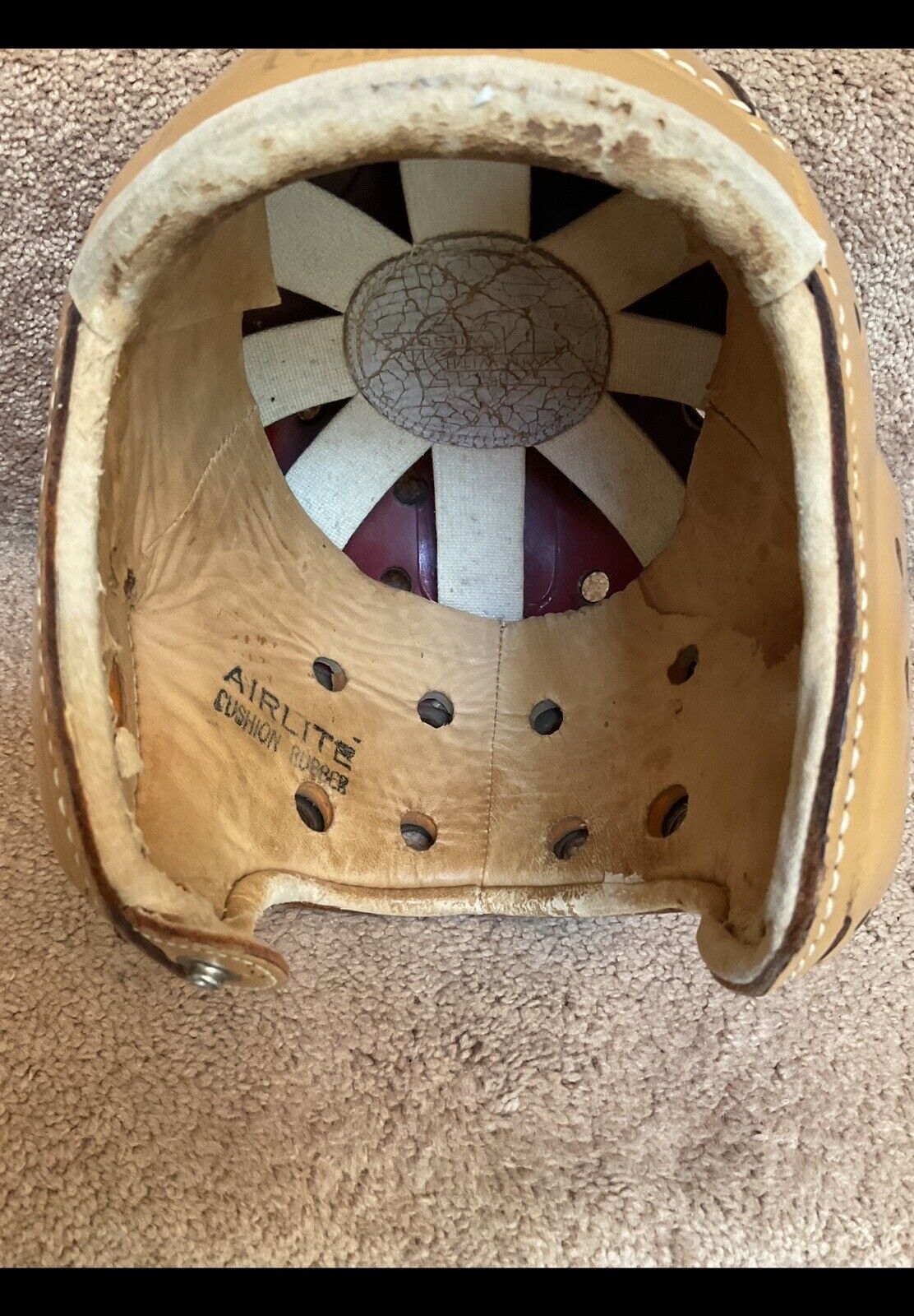 Original Rawlings Authentic F2180 Leather Suspension Football Helmet Size 7 1/8 Sports Mem, Cards & Fan Shop:Fan Apparel & Souvenirs:Football-NFL Rawlings