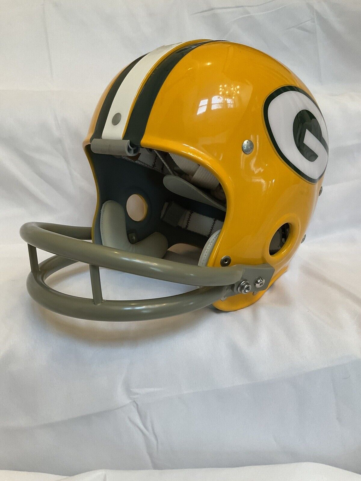Vintage RIDDell RK4 Style Green Bay Packers Football Helmet Paul Hornung Sports Mem, Cards & Fan Shop:Game Used Memorabilia:Football-NFL:Helmet WESTBROOKSPORTSCARDS