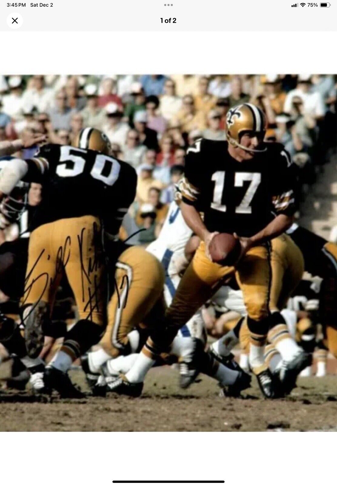 Vintage Riddell Kra-Lite-8 TK2 Football Helmet 1970 New Orleans Saints Kilmer Sports Mem, Cards & Fan Shop:Fan Apparel & Souvenirs:Football-NFL Riddell