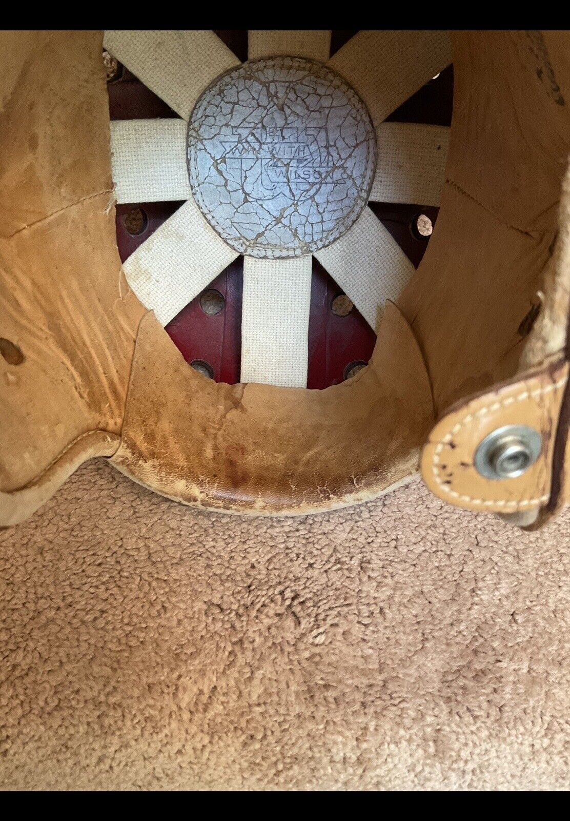Original Rawlings Authentic F2180 Leather Suspension Football Helmet Size 7 1/8 Sports Mem, Cards & Fan Shop:Fan Apparel & Souvenirs:Football-NFL Rawlings