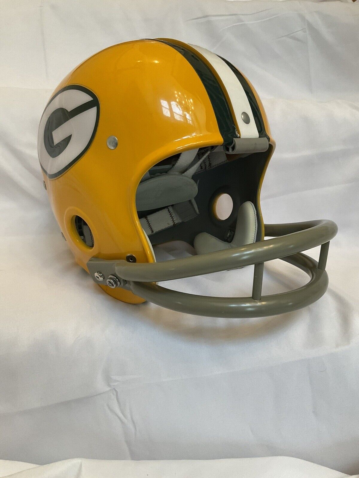 Vintage RIDDell RK4 Style Green Bay Packers Football Helmet Paul Hornung Sports Mem, Cards & Fan Shop:Game Used Memorabilia:Football-NFL:Helmet WESTBROOKSPORTSCARDS