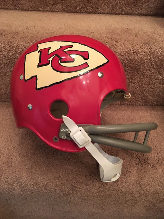 Original Authentic Vintage NFL Riddell Kra-Lite Game Football Helmets circa 1960-1970: Riddell Kra-Lite TK2 Suspension Football Helmet-1970 Kansas City Chiefs Dawson  WESTBROOKSPORTSCARDS   