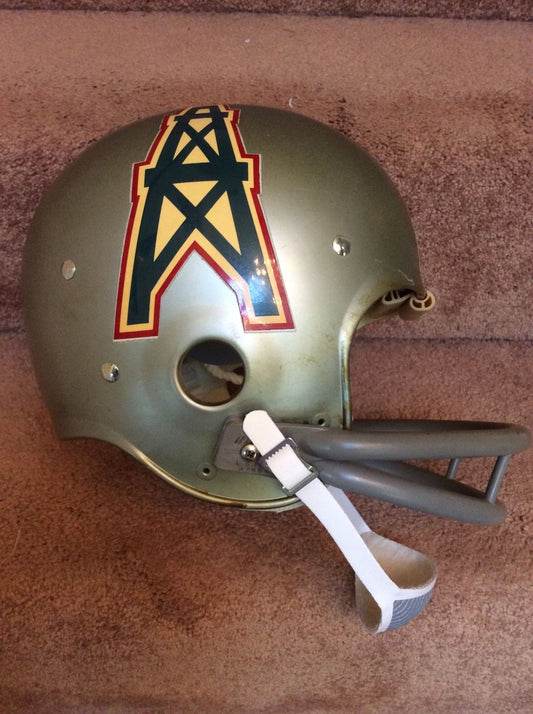 Original Authentic Vintage NFL Riddell Kra-Lite Game Football Helmets circa 1960-1970: Vintage Riddell Kra-Lite Old Football Helmet- 1970 Houston Oilers Very Rare  WESTBROOKSPORTSCARDS