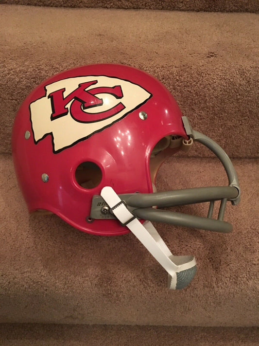 Original Authentic Vintage NFL Riddell Kra-Lite Game Football Helmets circa 1960-1970: Riddell Kra-Lite TK2 Suspension Football Helmet-1972 Kansas City Chiefs Garrett  WESTBROOKSPORTSCARDS   