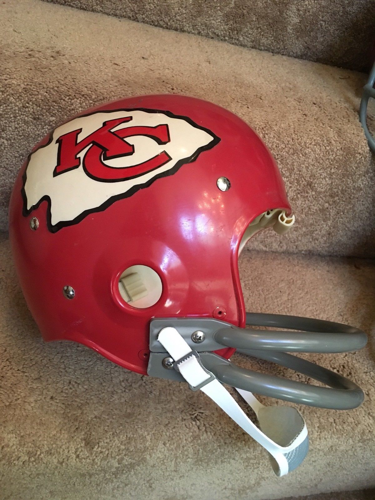 Original Authentic Vintage NFL Riddell Kra-Lite Game Football Helmets circa 1960-1970: Riddell Kra-Lite TK2 Suspension Football Helmet-1973 Kansas City Chiefs Taylor WESTBROOKSPORTSCARDS