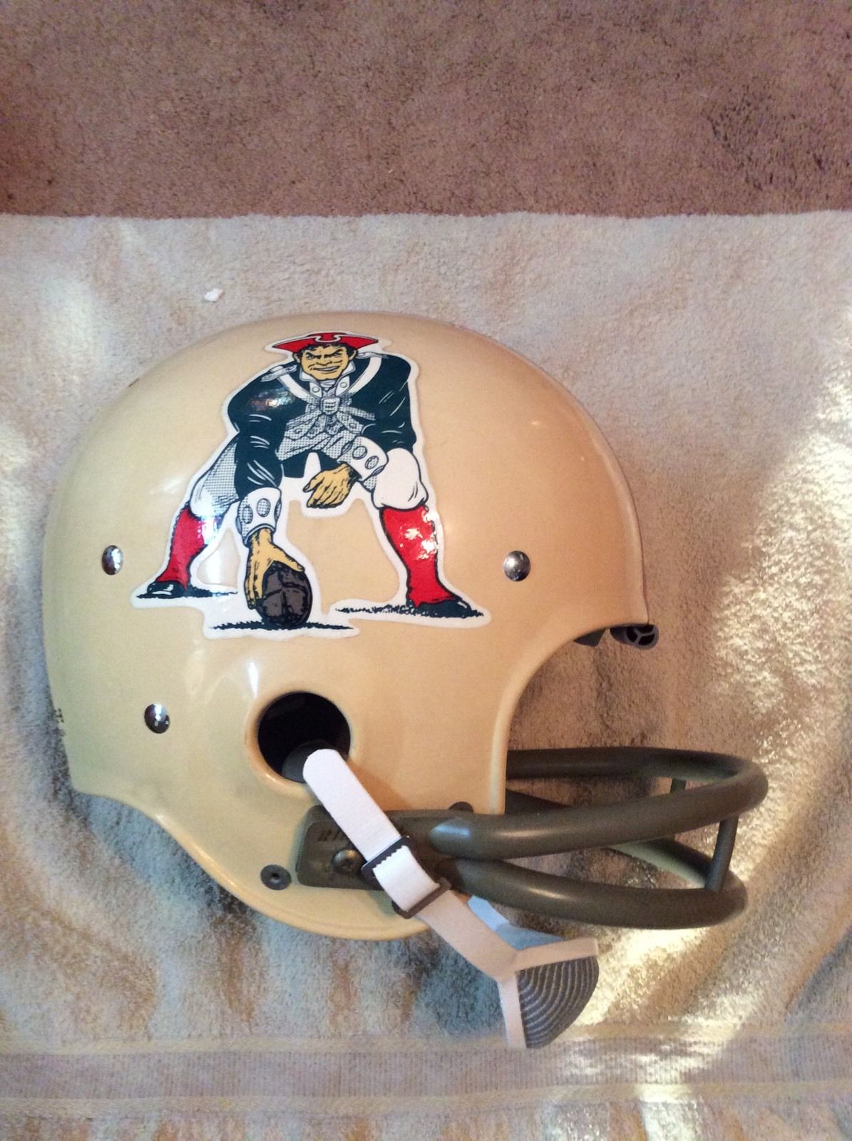 Original Authentic Vintage NFL Riddell Kra-Lite Game Football Helmets circa 1960-1970: Vintage Riddell Kra-Lite-8 Football Helmet-1969 Boston Patriots - RARE WESTBROOKSPORTSCARDS