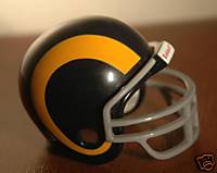 Los Angeles Rams Riddell NFL Pocket Pro Helmet 1973-1980 Throwback (Yellow Horns & Grey Mask)  WESTBROOKSPORTSCARDS   
