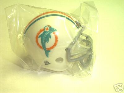 Miami Dolphins Riddell NFL Pocket Pro Helmet 1976-1979 Throwback (Dolphin over Hoop) from series II (2)  WESTBROOKSPORTSCARDS