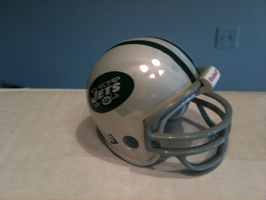 New York Jets Riddell NFL Pocket Pro Helmet 1965-67, 1972-1977 Throwback Chrome (White helmet with Grey Mask)  WESTBROOKSPORTSCARDS