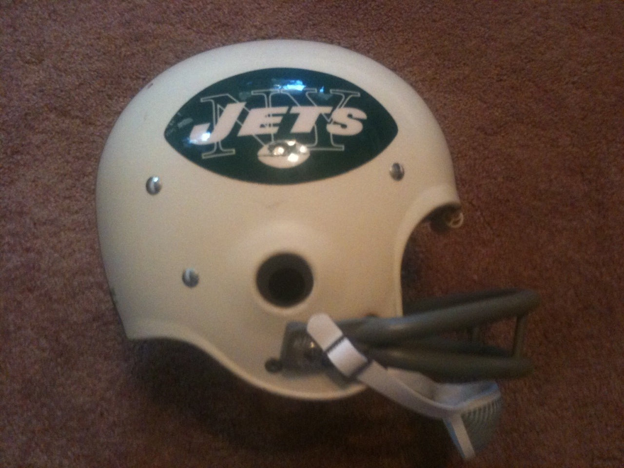 Game Used NFL, Riddell Kra-Lite, and Miscellaneous Helmets: New York Jets Authentic Vintage NFL Riddell Kra-Lite Game Football Helmet circa 1973  WESTBROOKSPORTSCARDS
