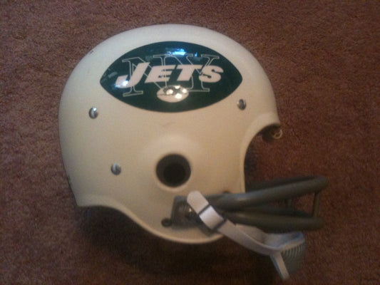 Game Used NFL, Riddell Kra-Lite, and Miscellaneous Helmets: New York Jets Authentic Vintage NFL Riddell Kra-Lite Game Football Helmet circa 1973  WESTBROOKSPORTSCARDS   