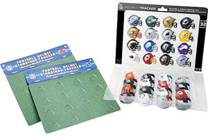NFL Helmet Standings Tracker with complete set of NFL Pocket Pro Helmets WESTBROOKSPORTSCARDS
