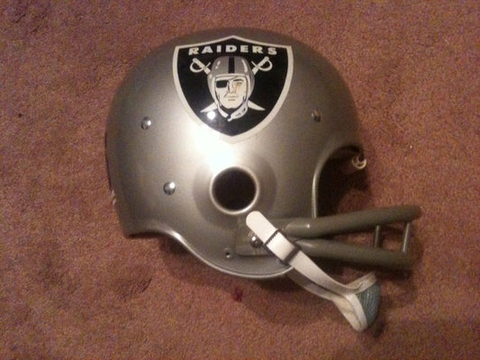 Game Used NFL, Riddell Kra-Lite, and Miscellaneous Helmets: Oakland Raiders Authentic Vintage NFL Riddell Kra-Lite Game Football Helmet circa 1971- Very Rare  WESTBROOKSPORTSCARDS   