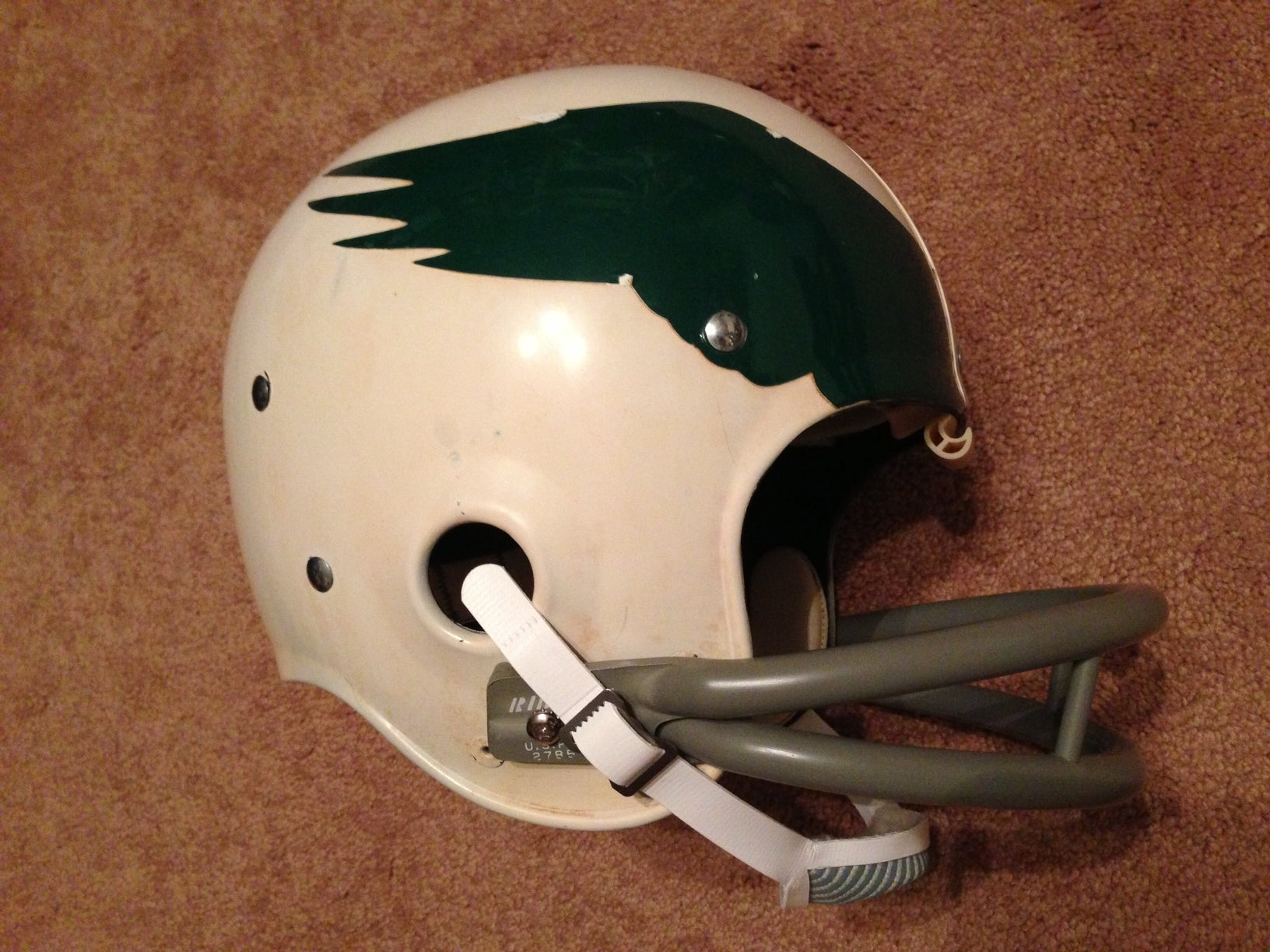 Game Used NFL, Riddell Kra-Lite, and Miscellaneous Helmets: Philadelphia Eagles Vintage Riddell Kra-Lite Suspension Helmet circa 1971  WESTBROOKSPORTSCARDS   