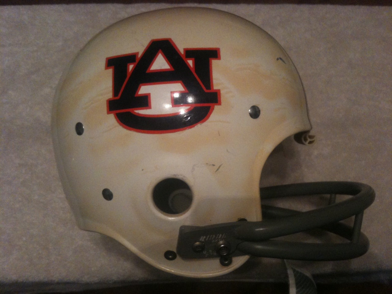 Game Used NFL, Riddell Kra-Lite, and Miscellaneous Helmets: University of Auburn Tigers Authentic Vintage Riddell Kra-Lite Game Football Helmet circa 1969 WESTBROOKSPORTSCARDS