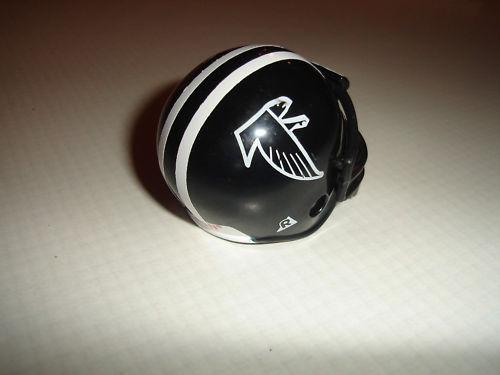 Atlanta Falcons Riddell NFL Pocket Pro Helmet Prototype Throwback  (Black helmet with double white stripes)  WESTBROOKSPORTSCARDS