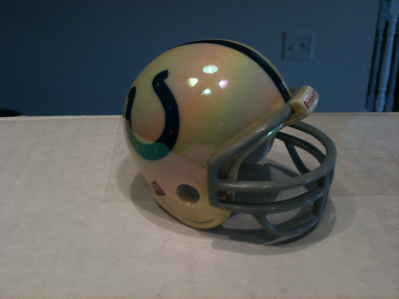 Baltimore Colts Riddell NFL Pocket Pro Helmet 1957-77 Throwback Chrome (White helmet with Grey Mask) WESTBROOKSPORTSCARDS