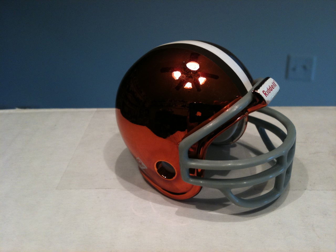 Cleveland Browns Riddell NFL Pocket Pro Helmet 1962-1974 Throwback Chrome (with Grey Mask)  WESTBROOKSPORTSCARDS