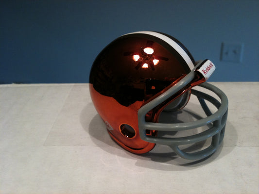 Cleveland Browns Riddell NFL Pocket Pro Helmet 1962-1974 Throwback Chrome (with Grey Mask)  WESTBROOKSPORTSCARDS