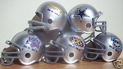 Dallas Cowboys Riddell NFL Pocket Pro Helmets Super Bowl VI, XII, XXVII, XXVIII, and XXX Championship (5 Helmets)  WESTBROOKSPORTSCARDS