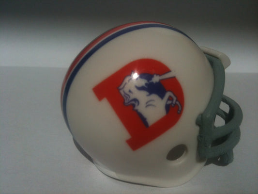 Denver Broncos Riddell NFL Pocket Pro Helmet Custom Prototype (White Helmet D logo and Gray Mask)  WESTBROOKSPORTSCARDS