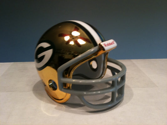 Green Bay Packers Riddell NFL Pocket Pro Helmet 1961-1979 Throwback Chrome  WESTBROOKSPORTSCARDS