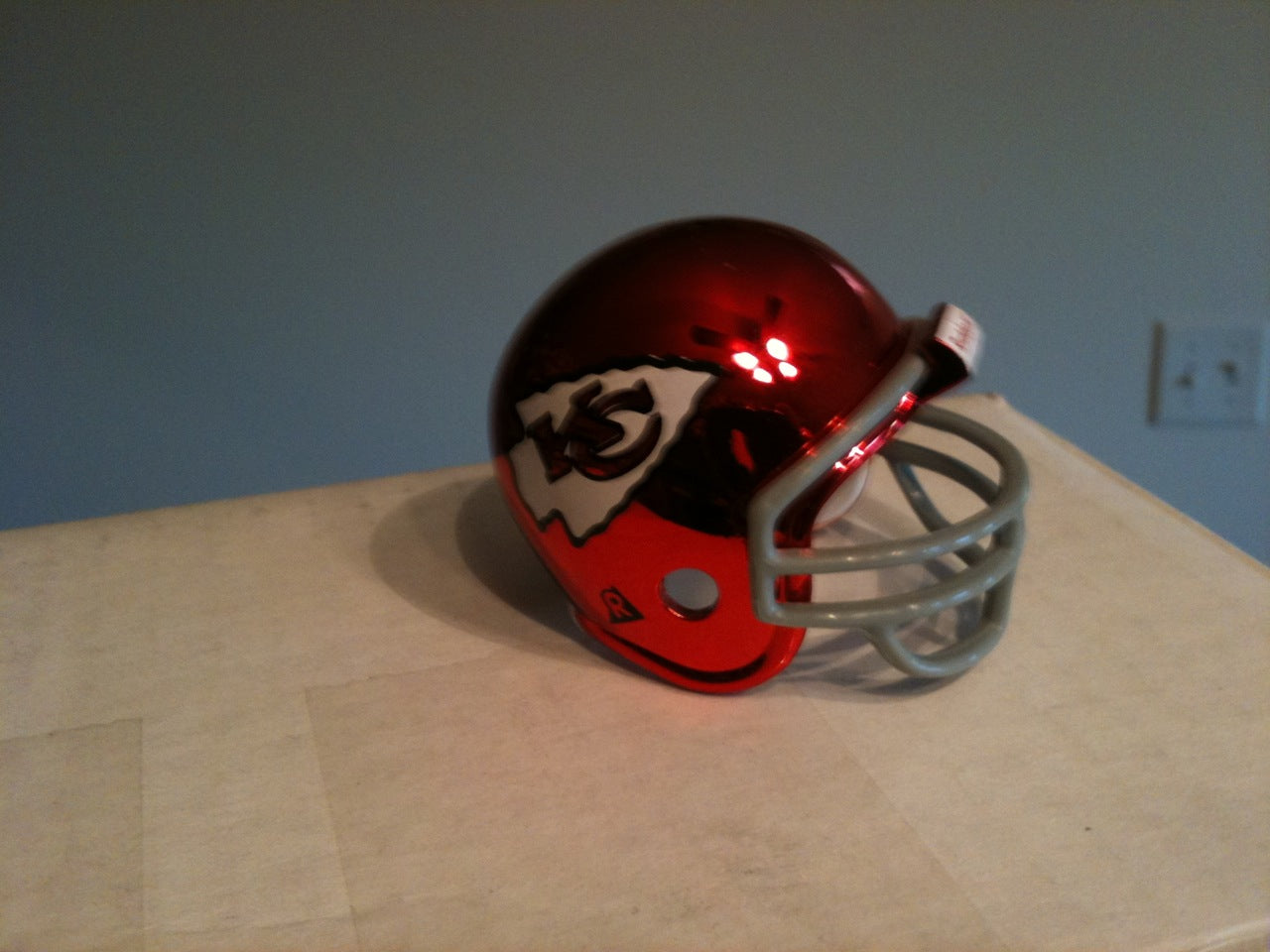 Kansas City Chiefs Riddell NFL Pocket Pro Helmet 1963-1973 Throwback Chrome (Red helmet with Grey Mask)  WESTBROOKSPORTSCARDS
