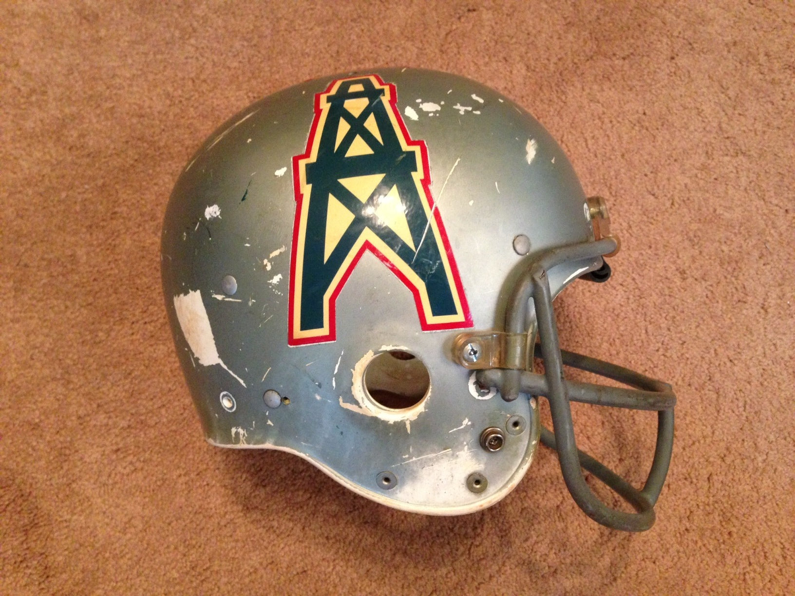Game Used NFL, Riddell Kra-Lite, and Miscellaneous Helmets: Houston Oilers  Authentic Vintage NFL Game Used Football Helmet circa 1970 Autographed by