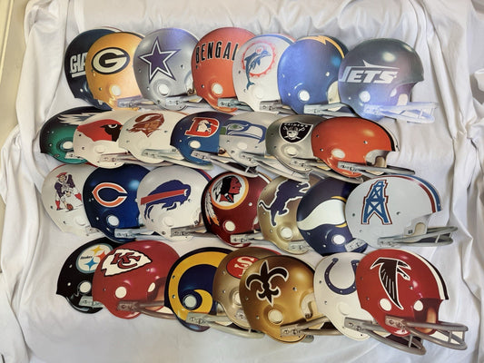 1970s NFL Riddell Cardboard Cut Out Helmet Complete Set Of 28 Vintage Football Riddell