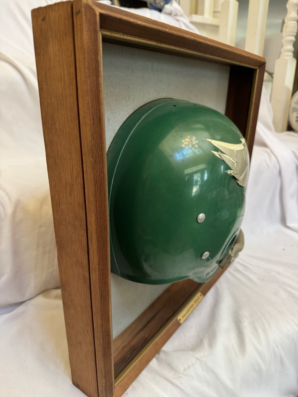 Vintage Riddell 1969 Philadelphia Eagles 1/2 Helmet Plaque RK2 framed Rare Riddell