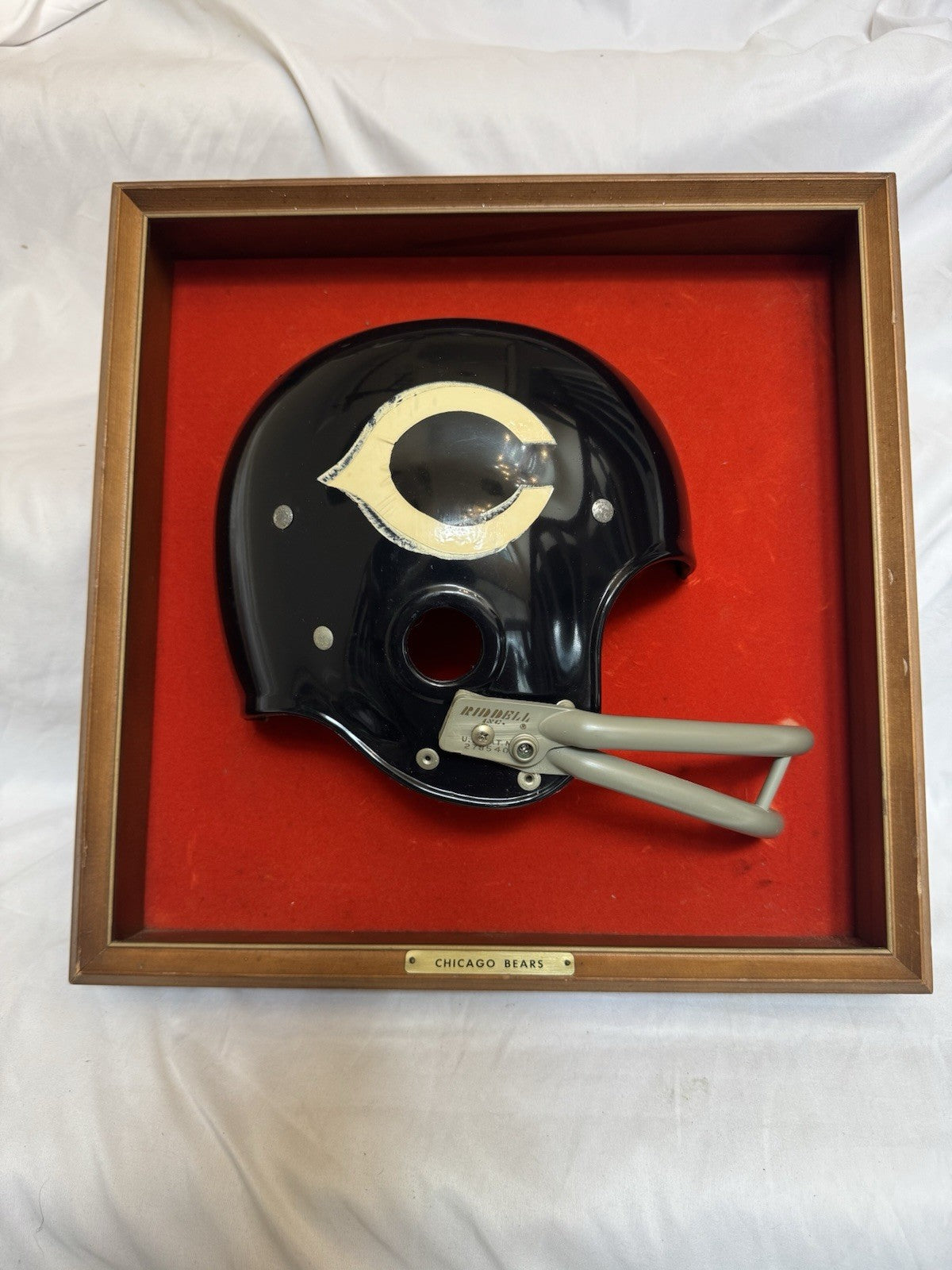 Vintage Riddell 1968 RK2 Chicago Bears 1/2 Helmet Plaque mounted framed Rare Riddell