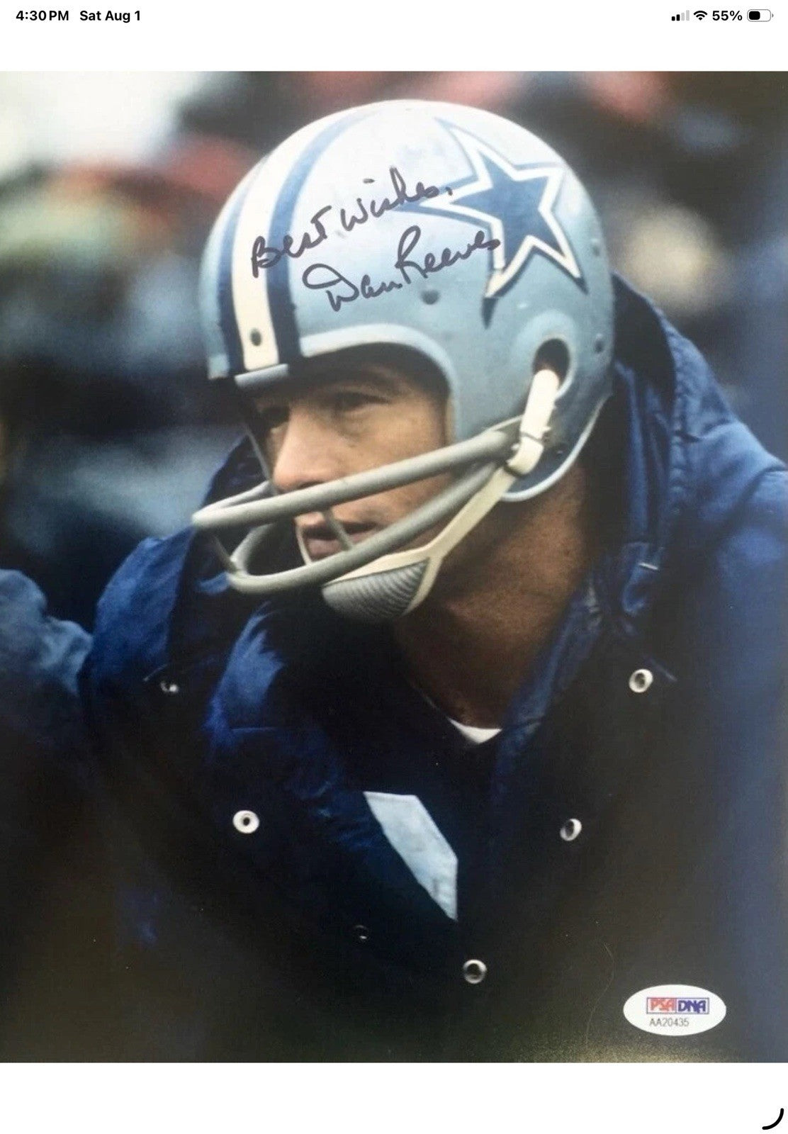 Dallas Cowboys Authentic Color Paint Dan Reeves TK2 Style Football Helmet Riddell